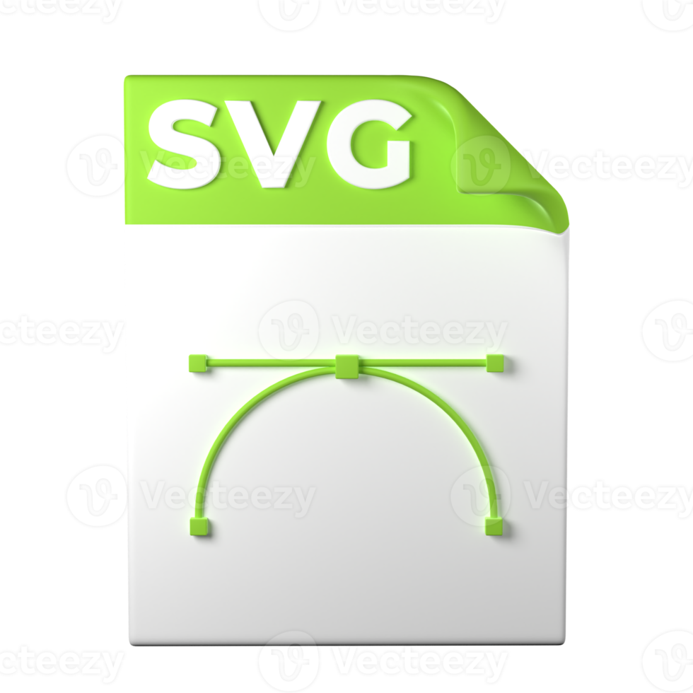 SVG File Type 3D rendering on transparent background. Ui UX icon design web and app trend png