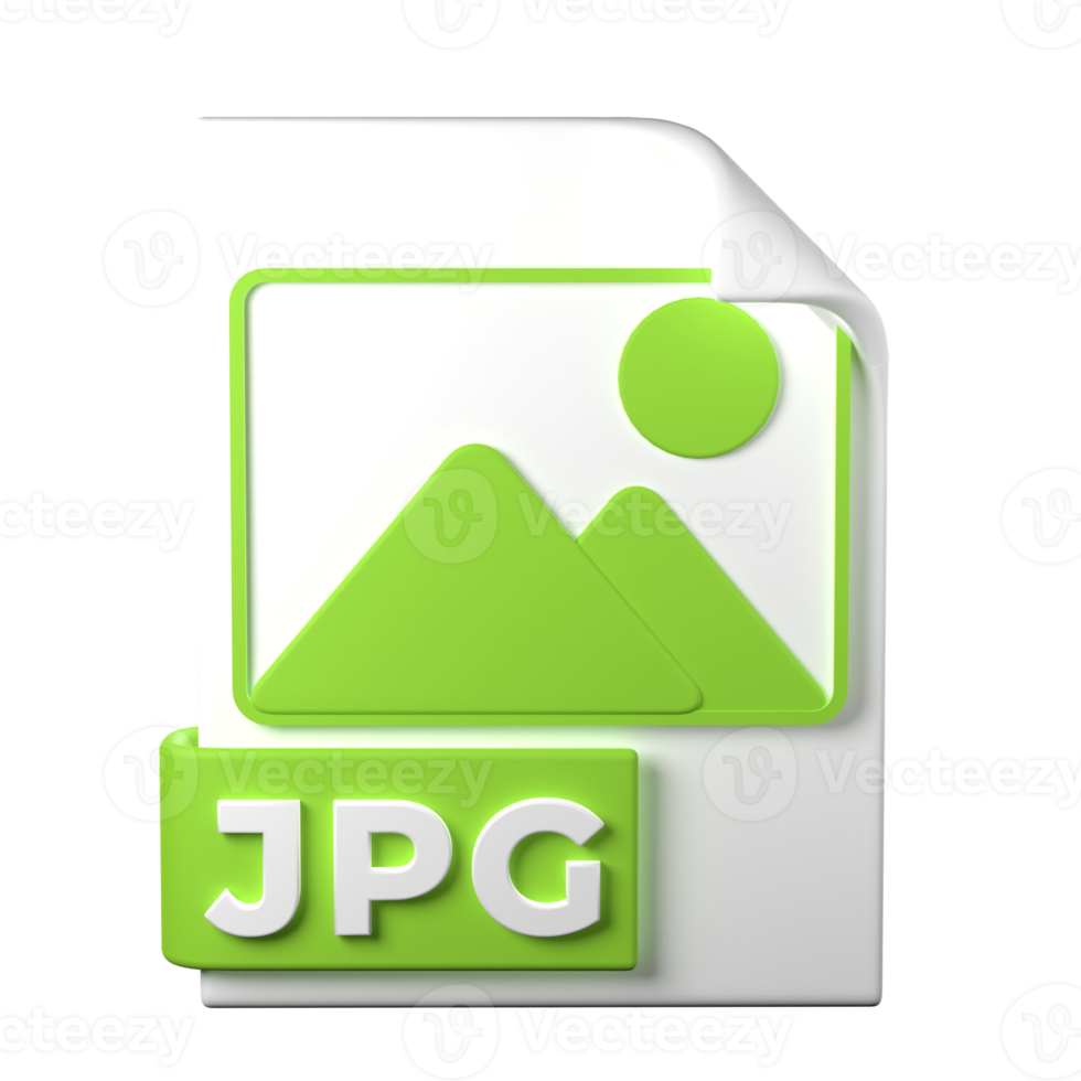 JPG File Type 3D rendering on transparent background. Ui UX icon design web and app trend png