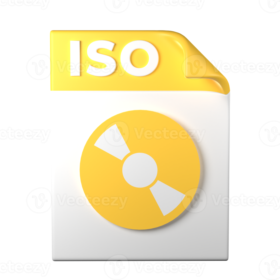 ISO File Type 3D rendering on transparent background. Ui UX icon design web and app trend png