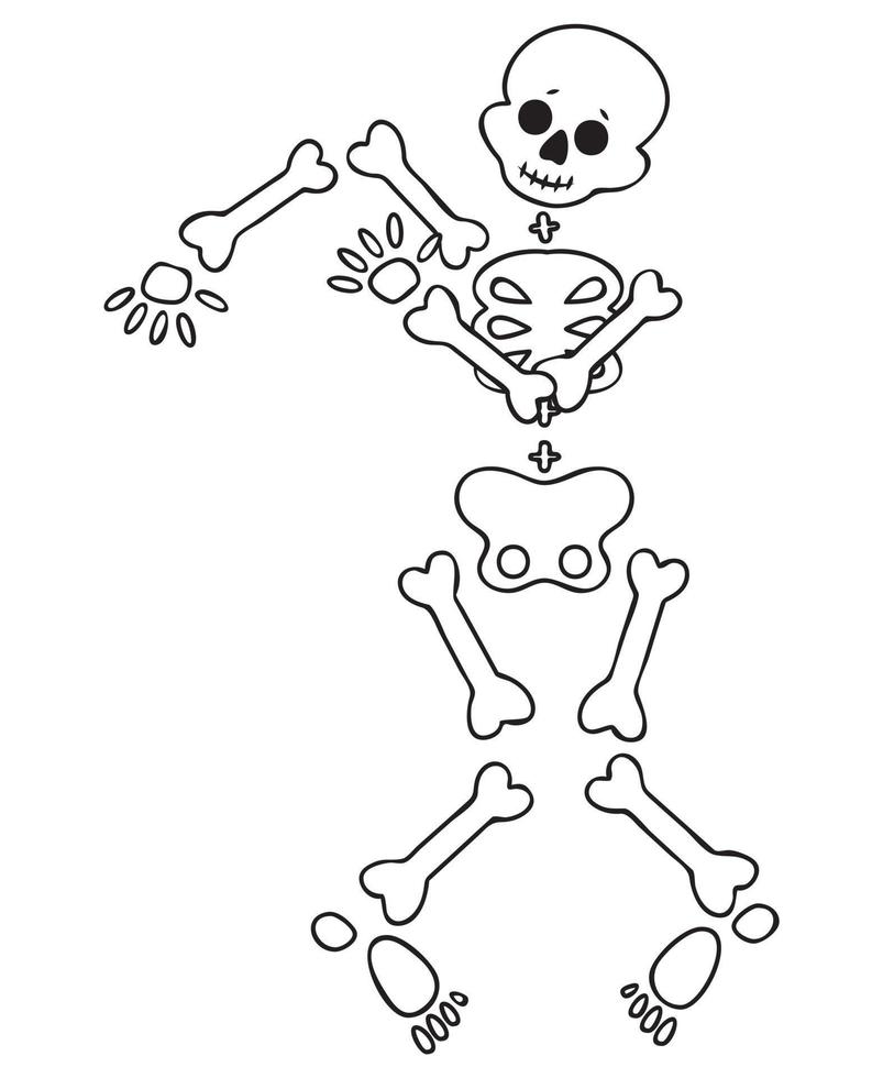 Funny cartoon dancing skeleton. Cute graphics for Halloween. Resume isolated illustration on white background. vector