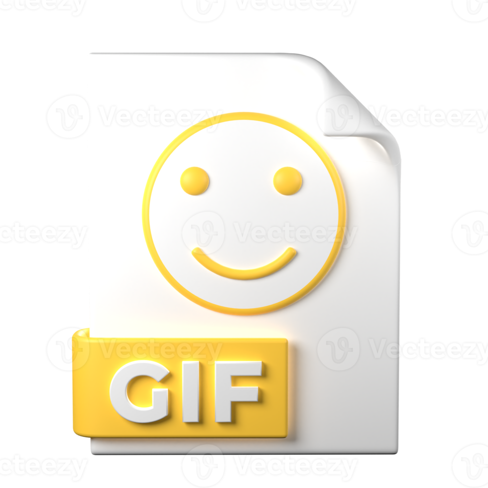 gif fil typ 3d tolkning på transparent bakgrund. ui ux ikon design webb och app trend png