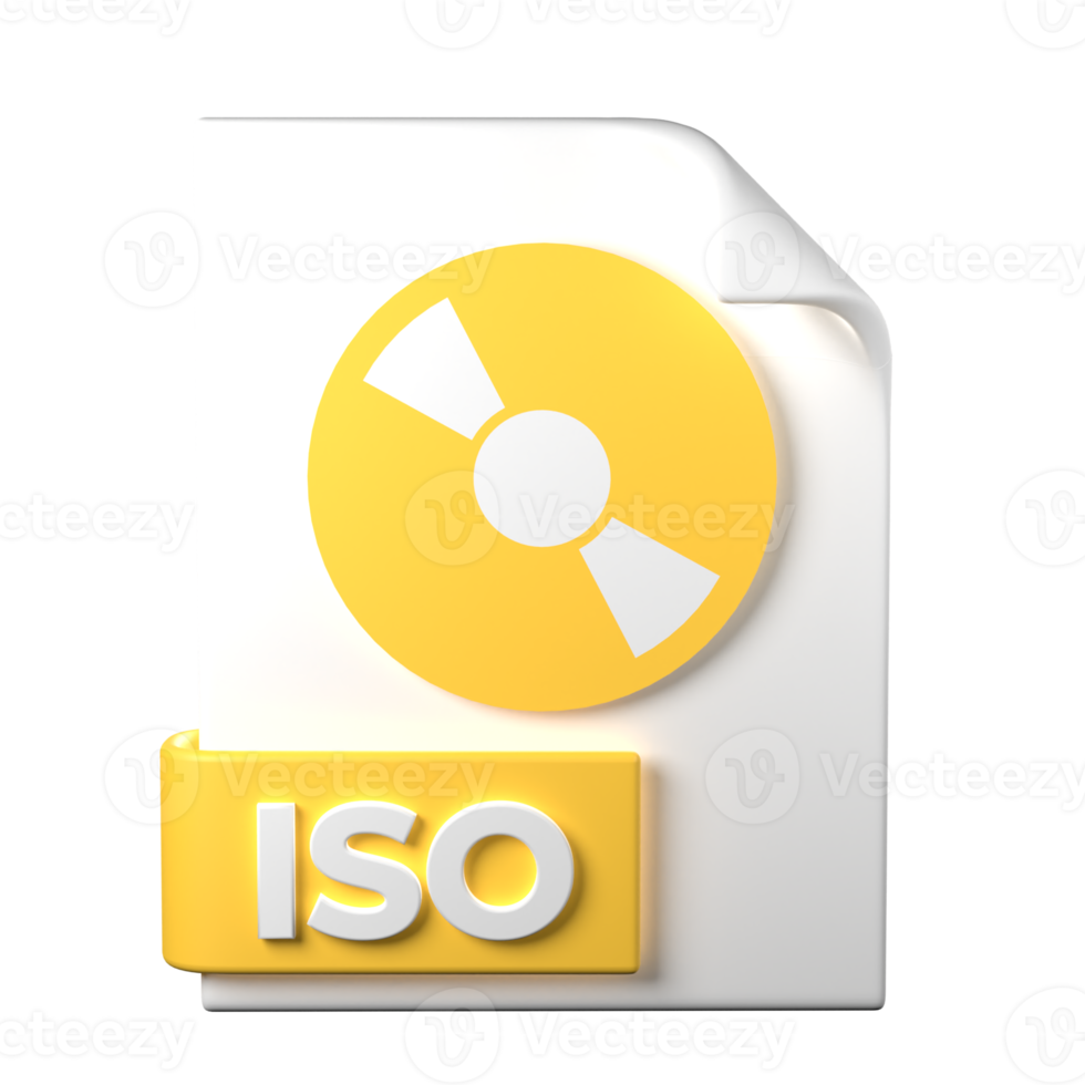 ISO File Type 3D rendering on transparent background. Ui UX icon design web and app trend png