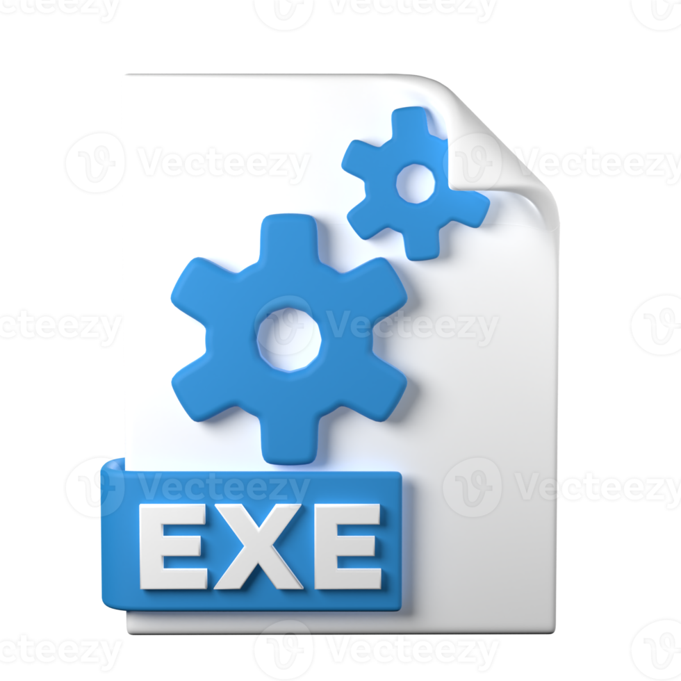 EXE File Type 3D rendering on transparent background. Ui UX icon design ...