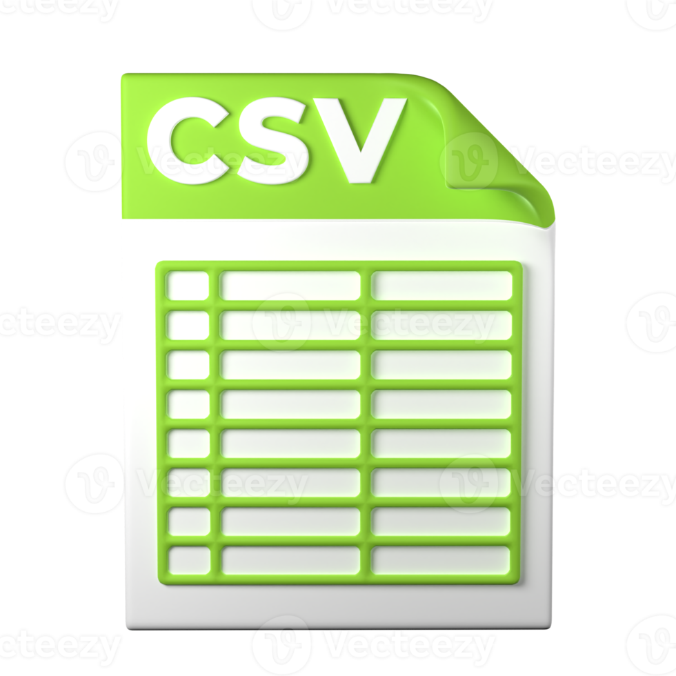 csv archivo tipo 3d representación en transparente antecedentes. ui ux icono diseño web y aplicación tendencia png