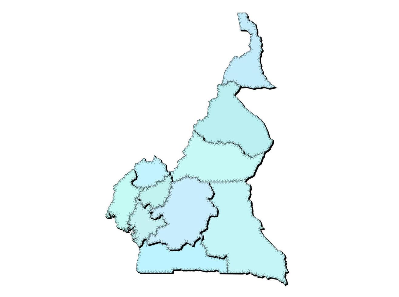 mapa de Camerún con estados aislado vector