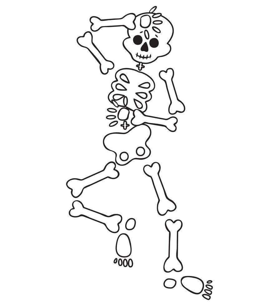 Funny cartoon dancing skeleton. Cute graphics for Halloween. Resume isolated illustration on white background. vector