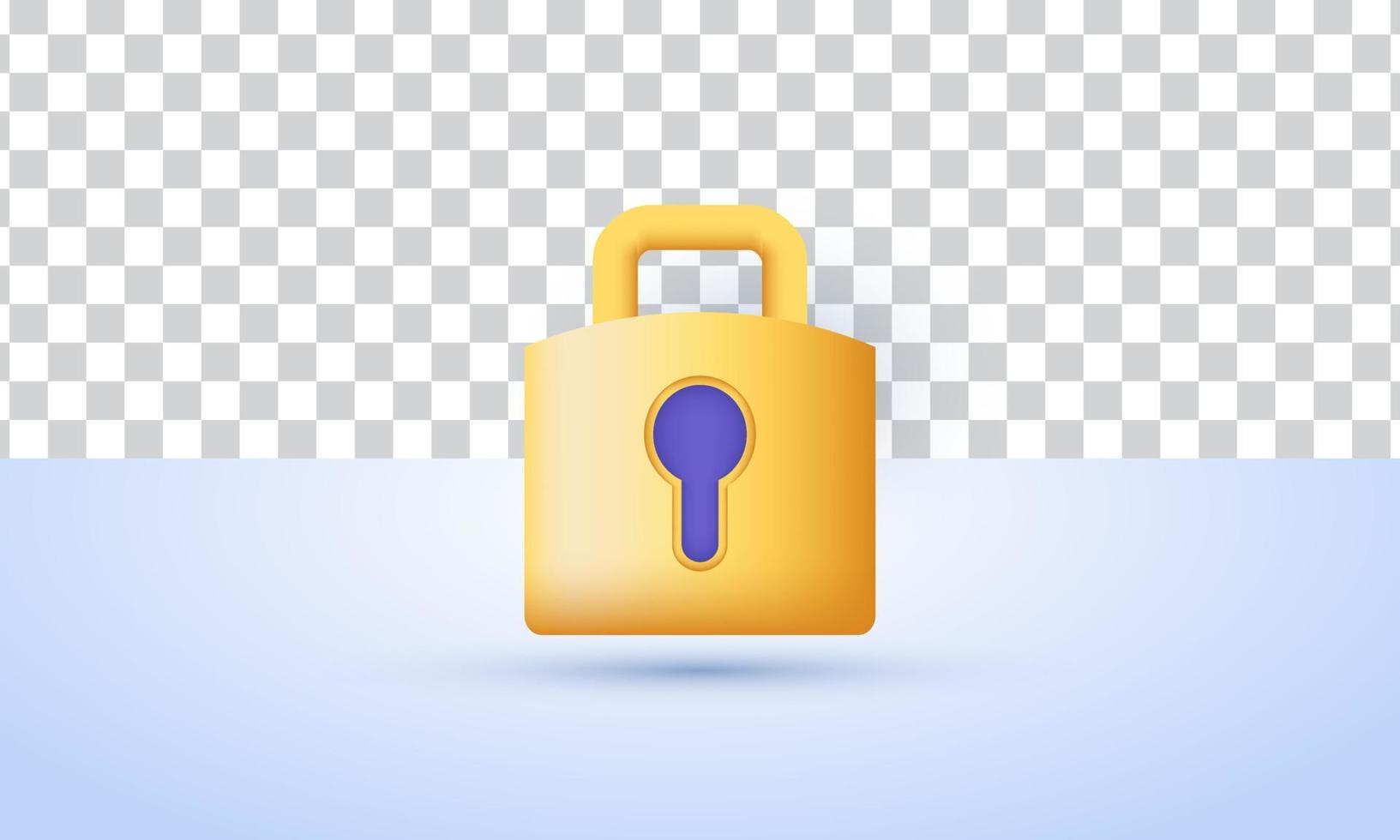 unique realistic lock icon logo sign symbol 3d design isolated on vector