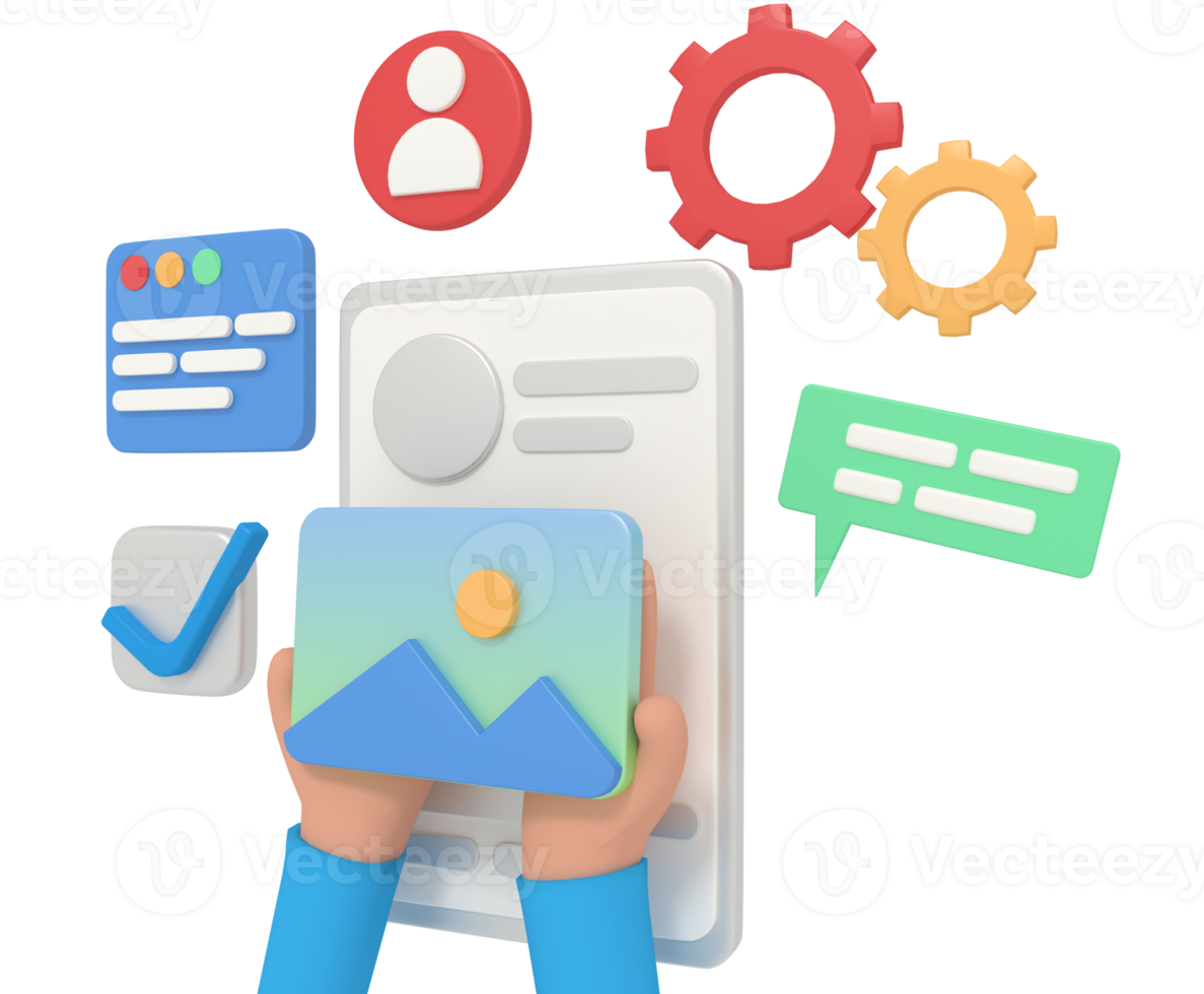 3d illustration of add image on ui design view png