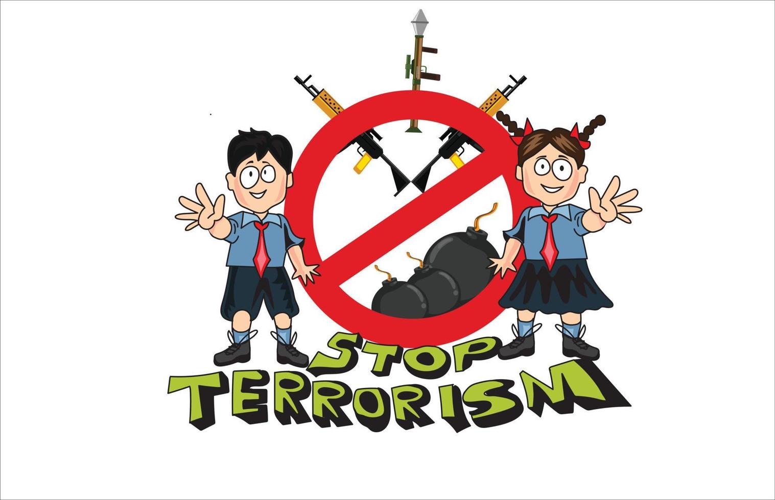 Stop terrorism poster Vector illustration