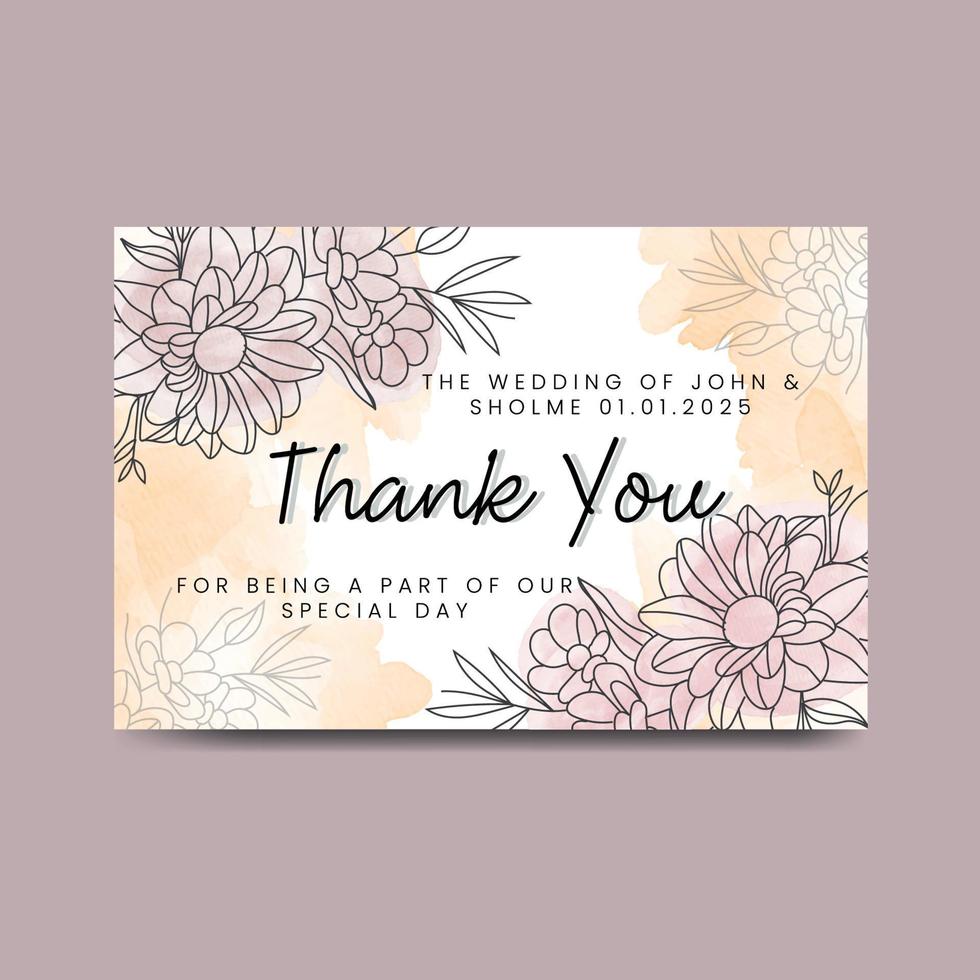 Thank you card design template. Luxury and elegant background. Vector illustration ready to print. Free Vector Template