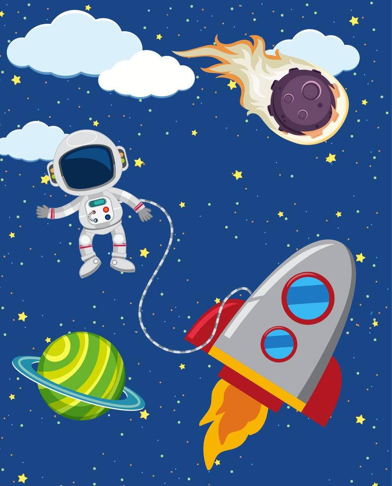 Cartoon space background template vector