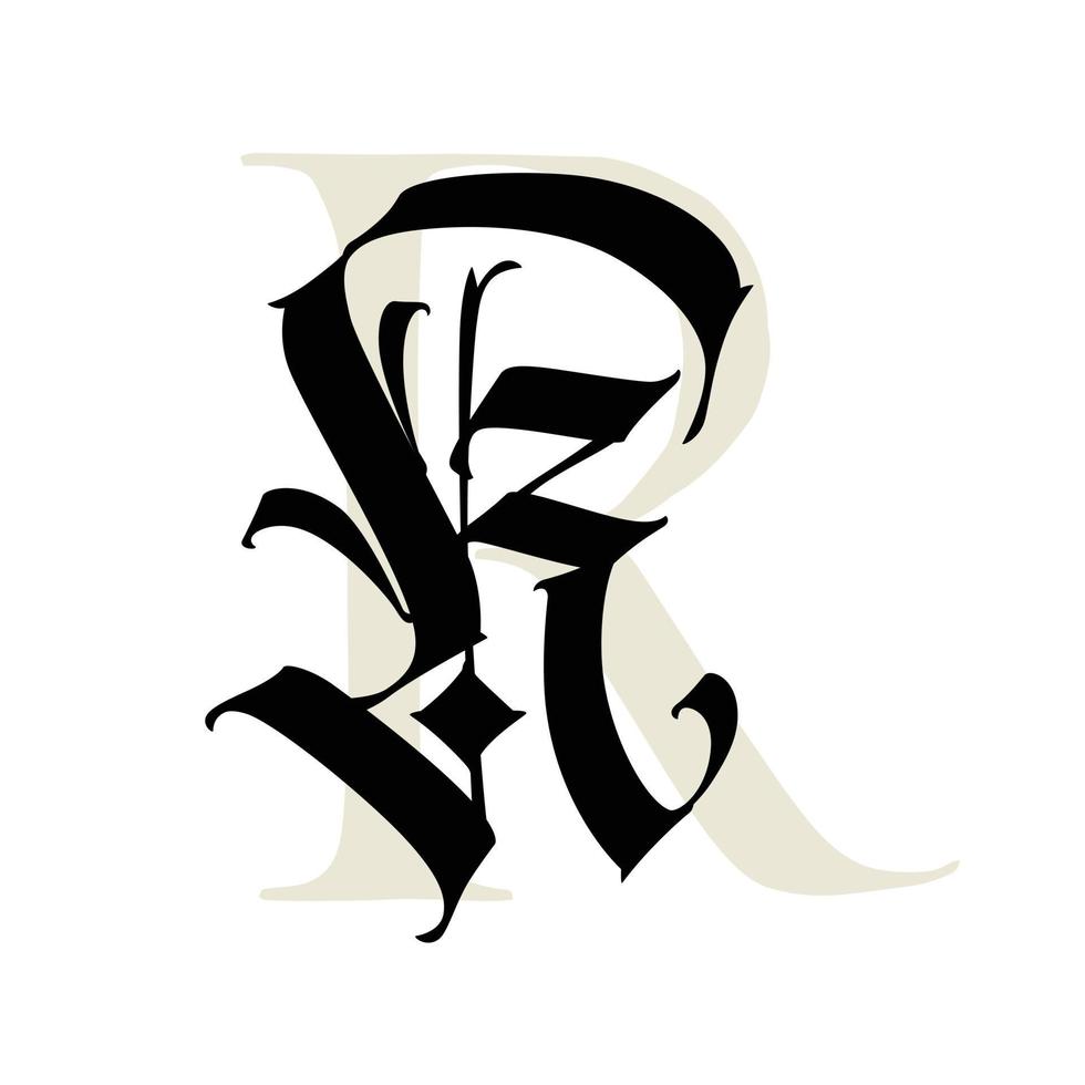 letra r, en el gótico estilo. vector
