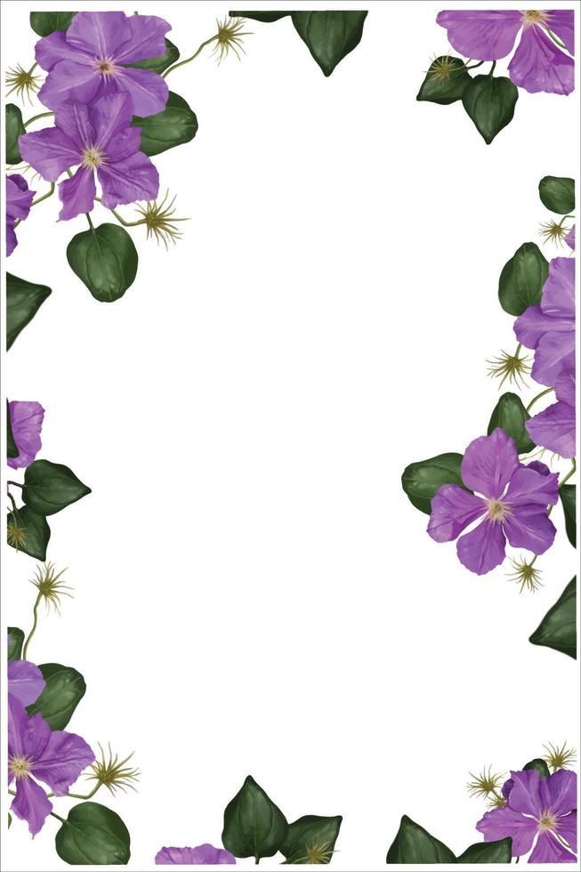 flower frame of clematis flower, flower arrangement venetting vector