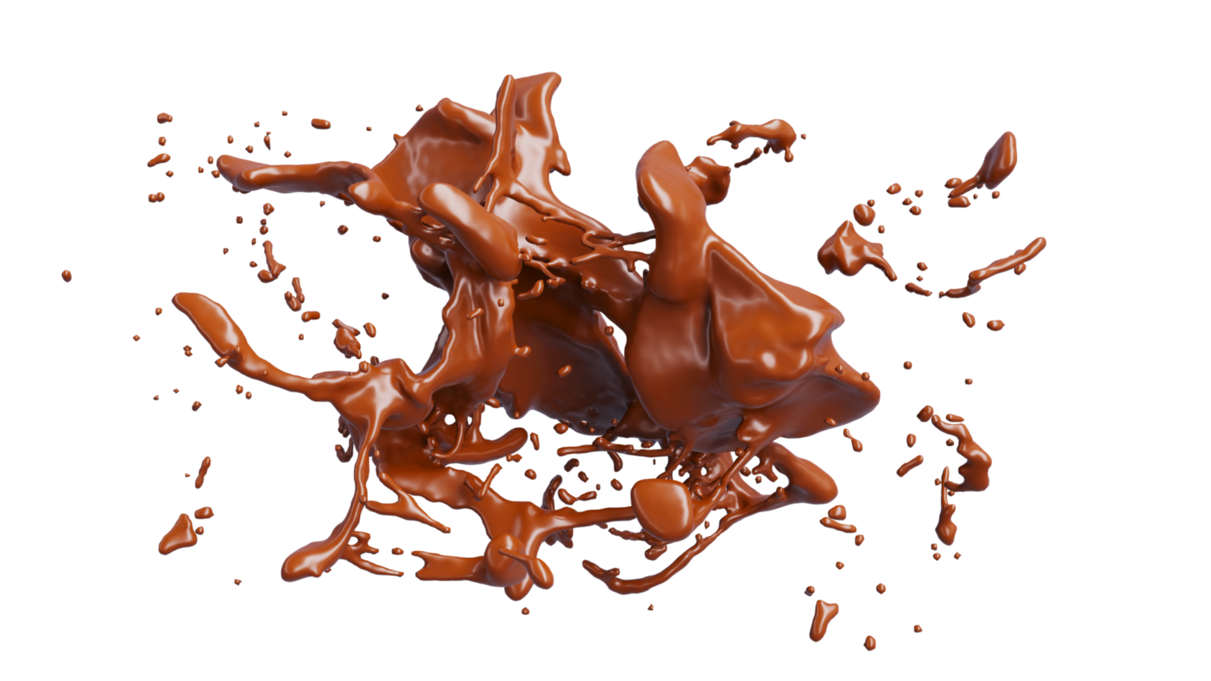 salpicaduras de chocolate con representación 3d de gotitas. png alfa. ilustración 3d