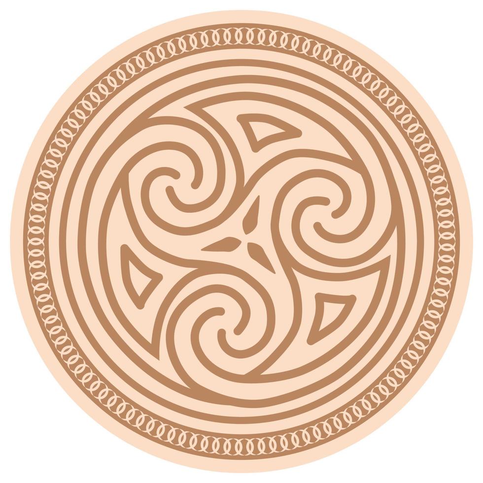 Trixel, a Slavic symbol decorated with an ornament in a wreath of Scandinavian weaving. Beige trendy design vector