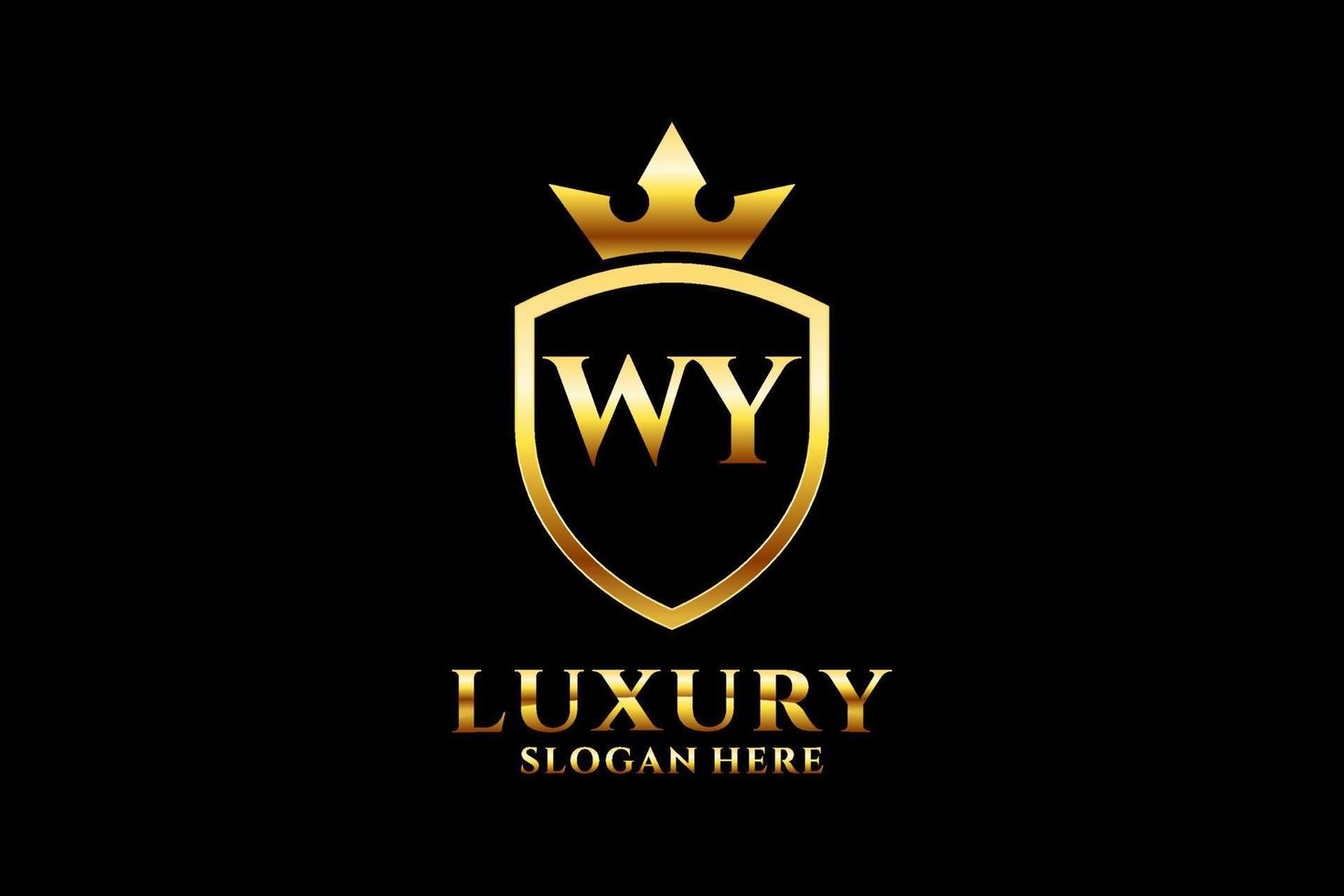 initial WY elegant luxury monogram logo or badge template with scrolls and royal crown - perfect for luxurious branding projects vector