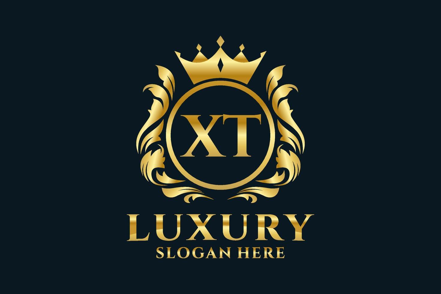 Initial XT Letter Royal Luxury Logo template in vector art for luxurious branding projects and other vector illustration.