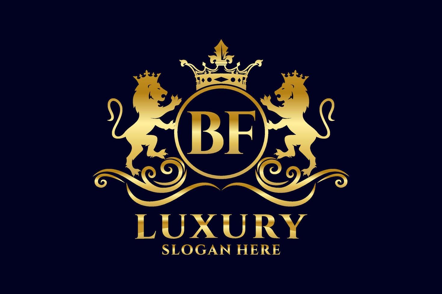 Initial BF Letter Lion Royal Luxury Logo template in vector art for luxurious branding projects and other vector illustration.