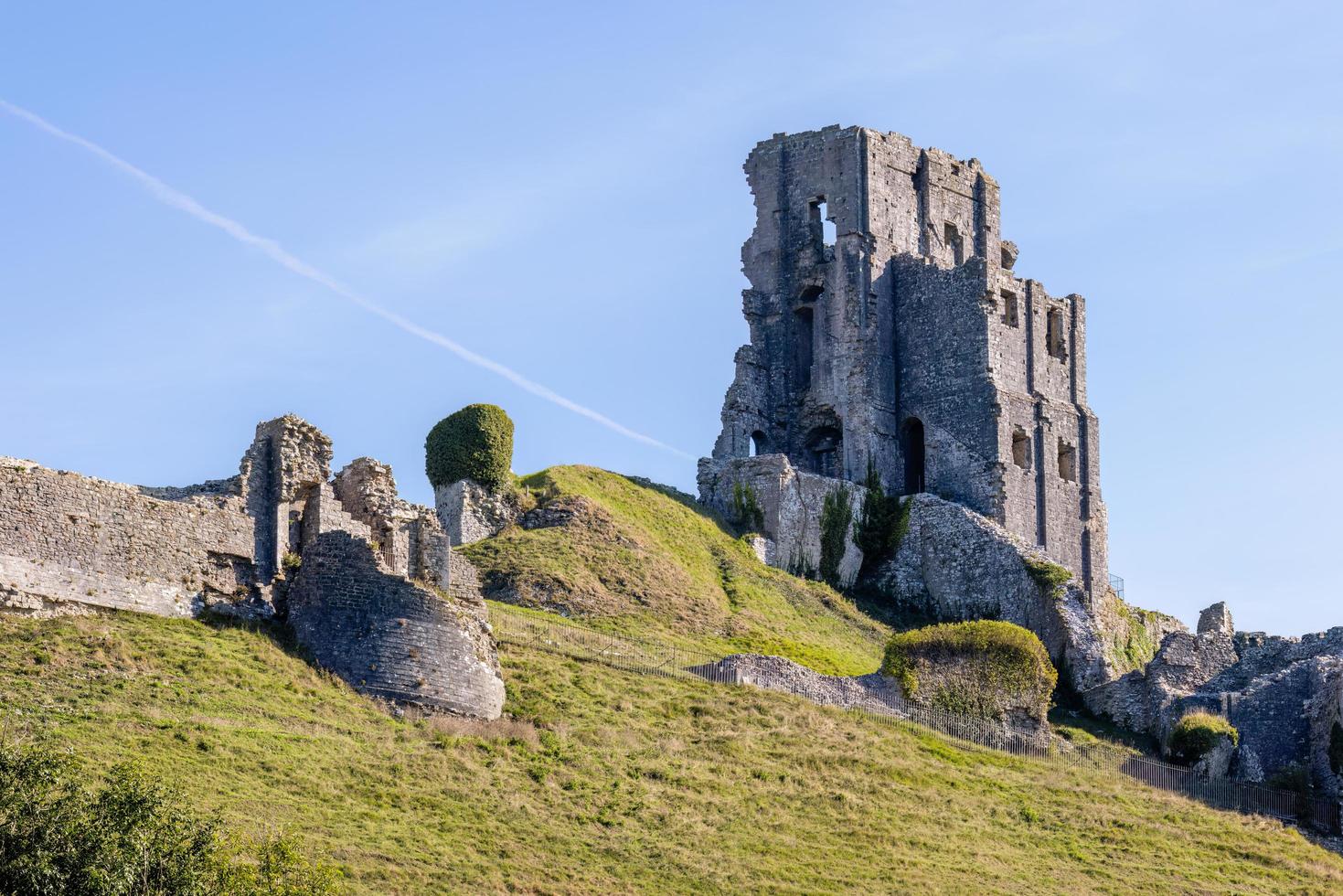 Corfe, Dorset, UK - September 21. View of Corfe Castle ruins in Corfe 