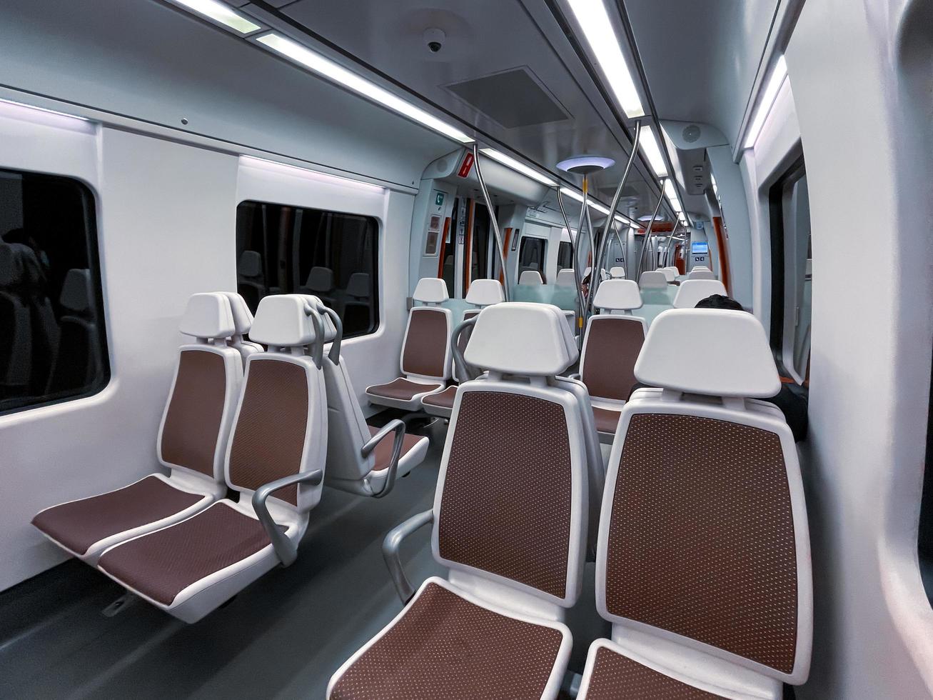 empty train car seats, train mode of transportation photo