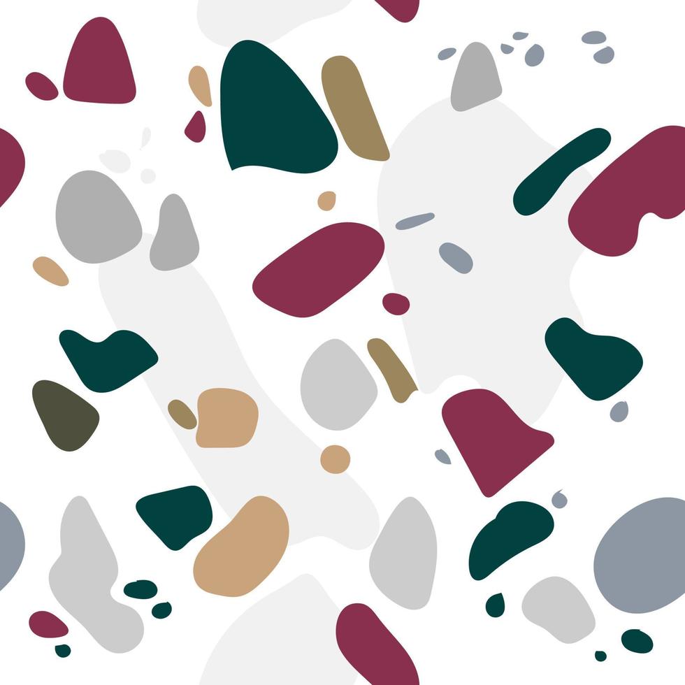 Colorful seamless pattern with imitation of Venetian terrazzo. Marble texture with fragments of stone. Abstract vector illustration