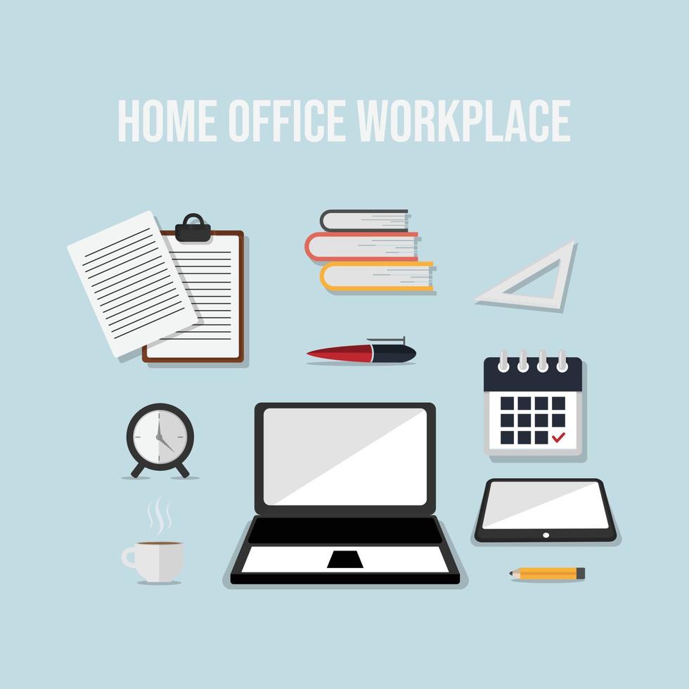 Home office workplace flat vector design