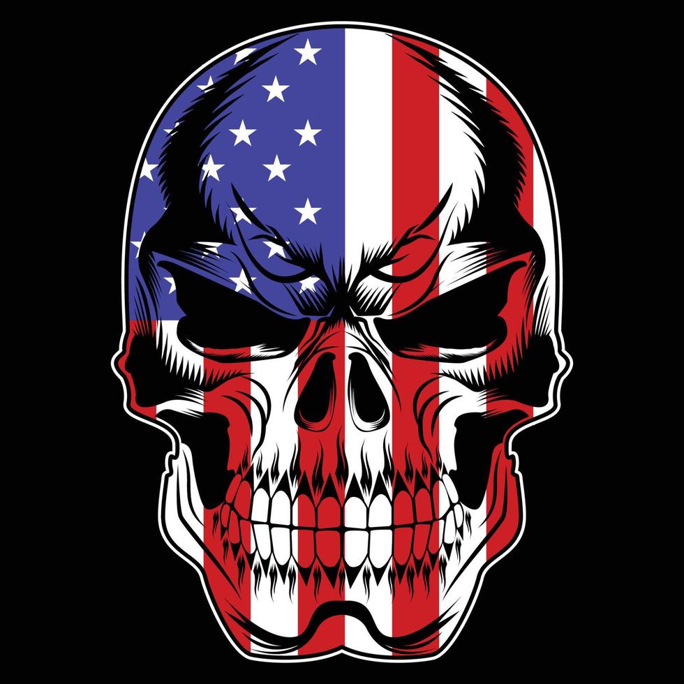 bandera americana con calavera vector