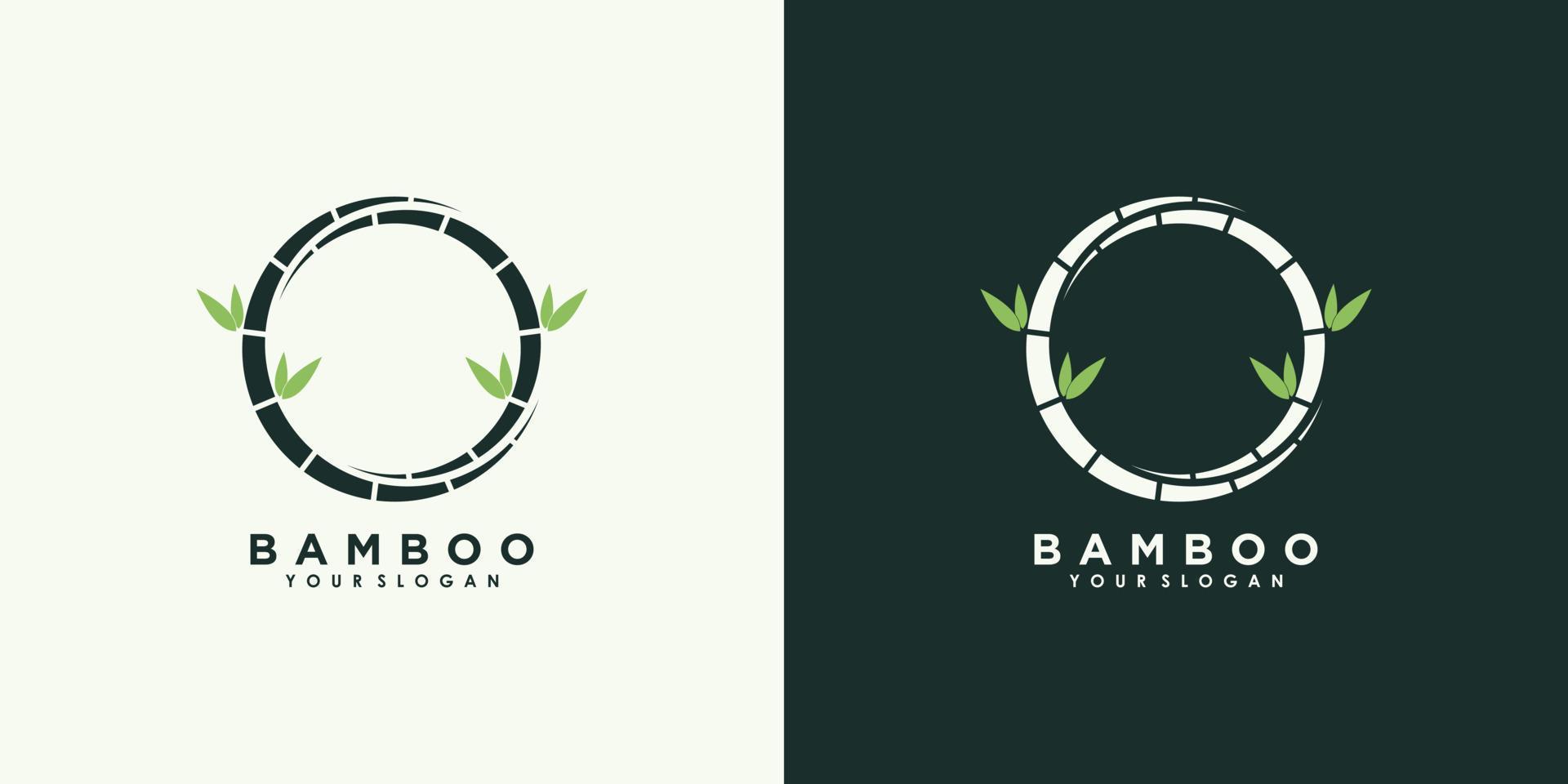 bamboo and leaf logo design with creative concept premium vector