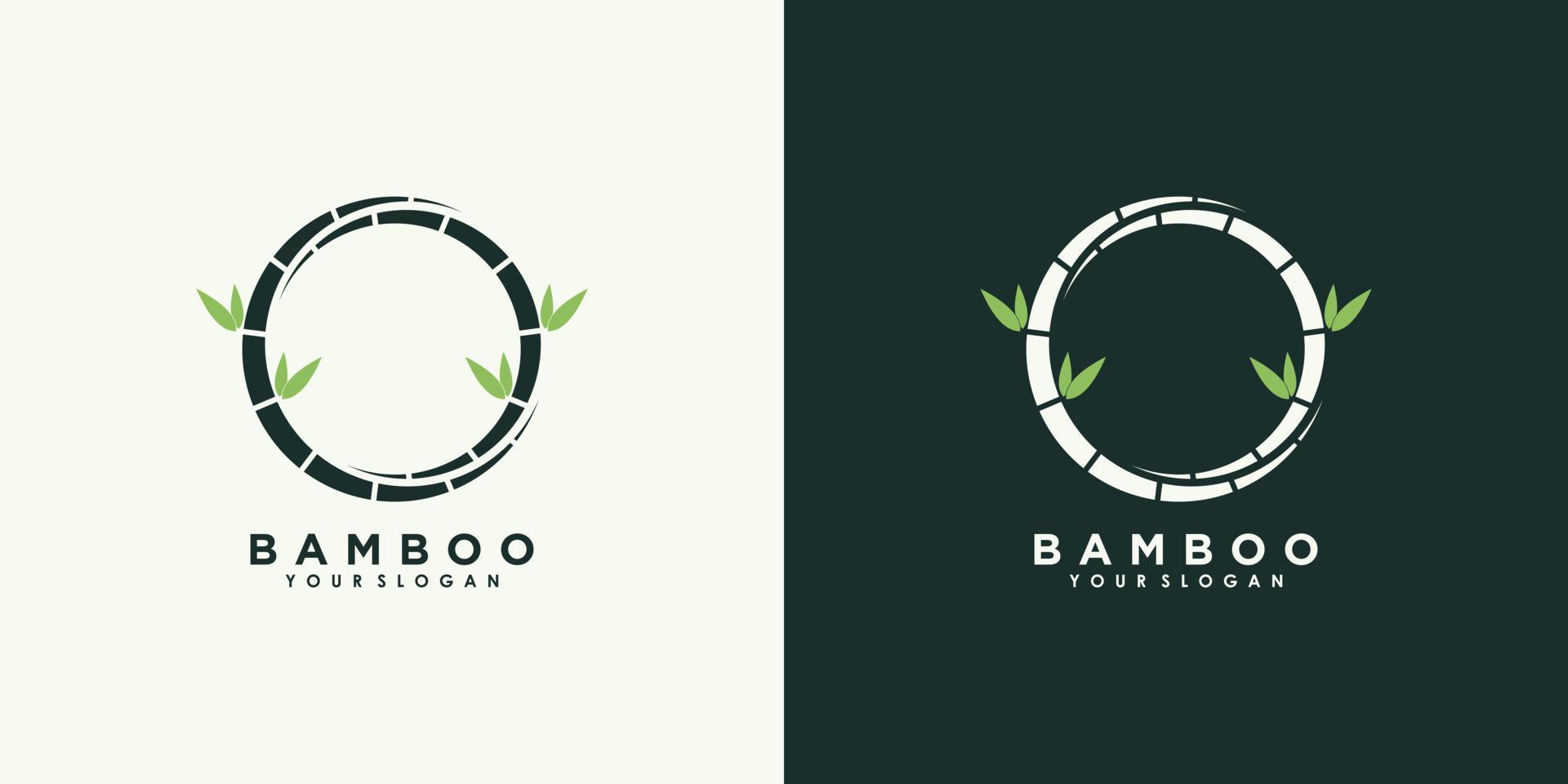 diseño de logotipo de bambú y hojas con vector premium de concepto creativo