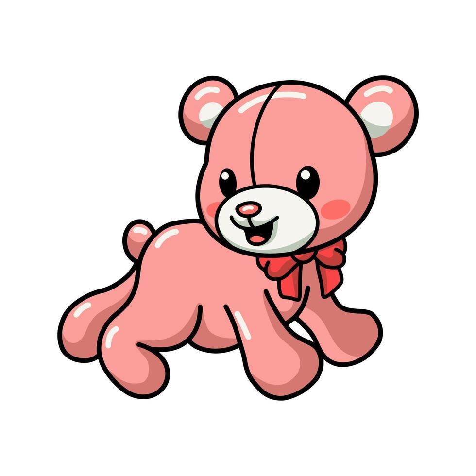 lindo, oso de peluche, caricatura, posar vector