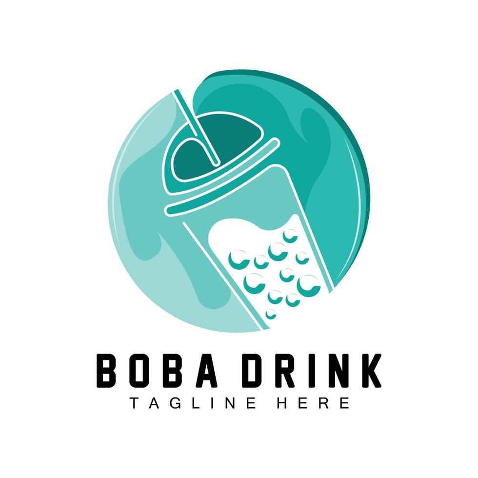 Boba Drink Logo Design, Modern Jelly Drink Bubble Vector, Boba Drink