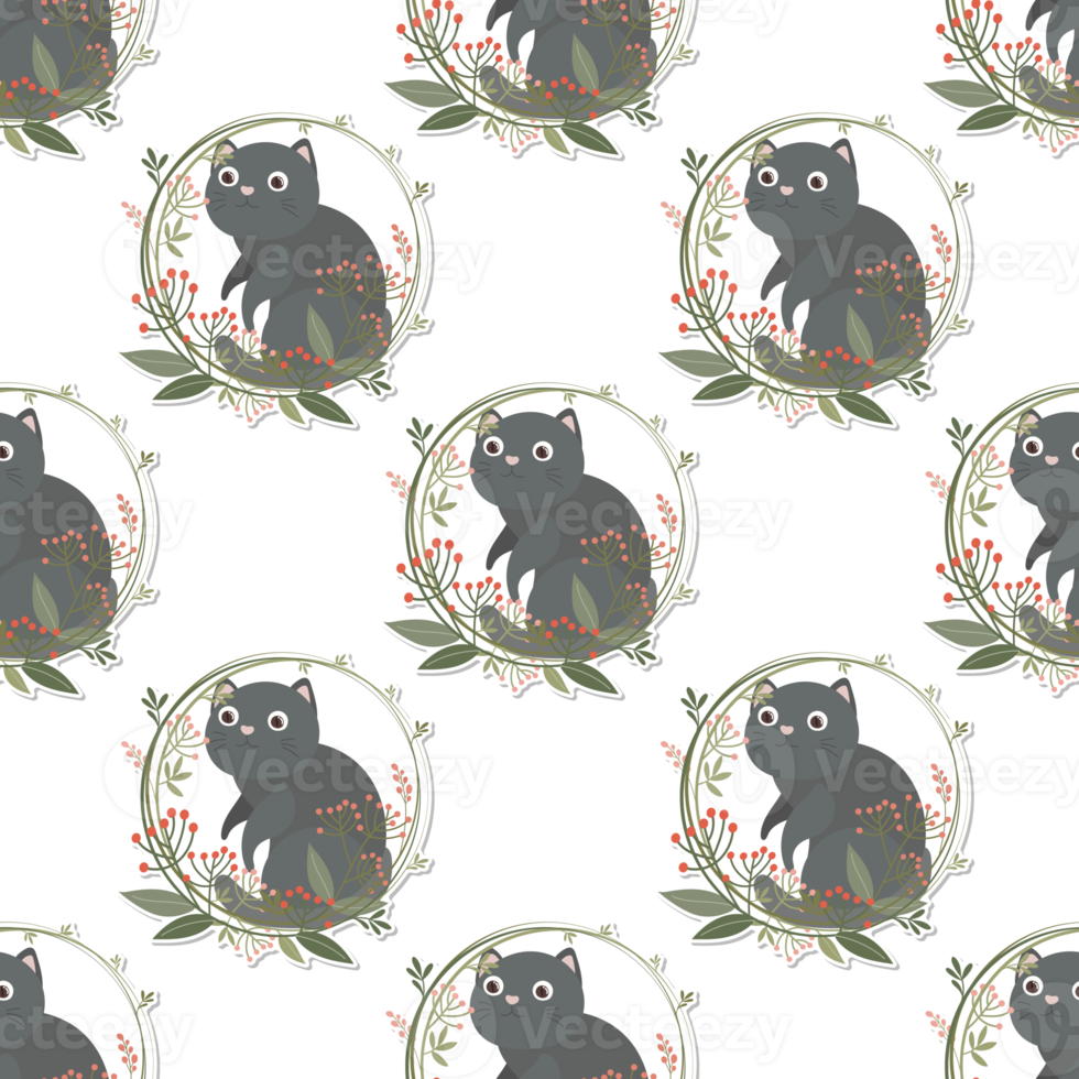 cat and wreath pattern png