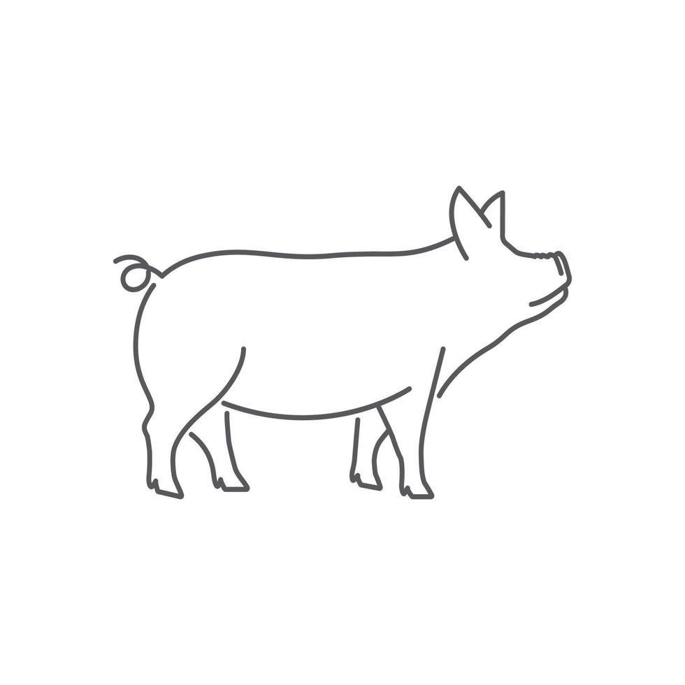 vector de icono lineal de pictograma de cerdo. ilustración vectorial de silueta de cerdo. icono de vector lineal de cerdo. ilustración vectorial
