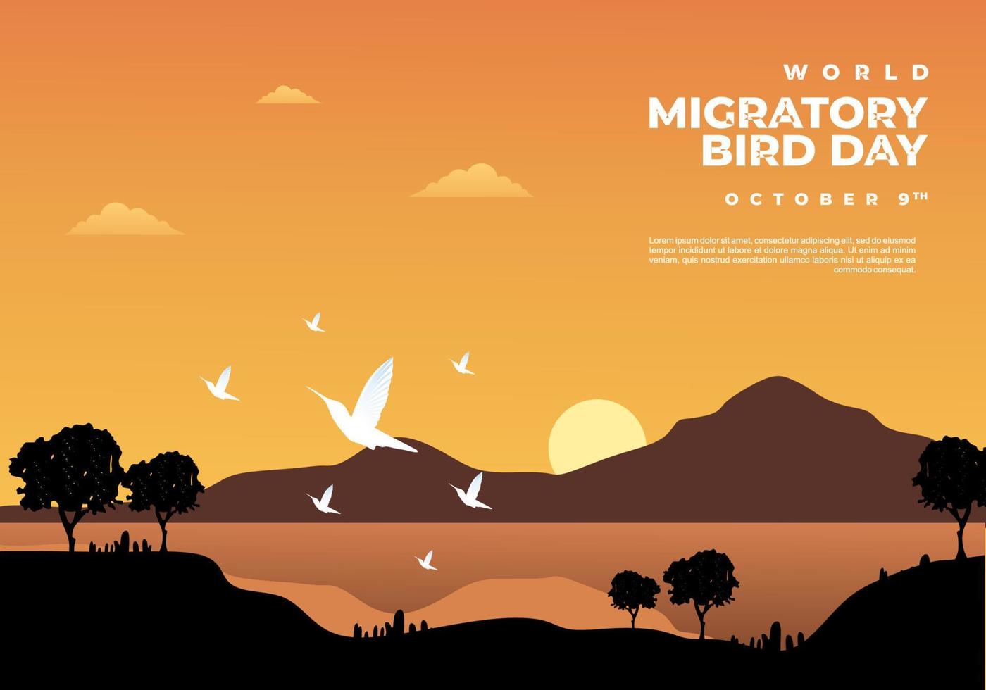 antecedentes del día mundial de las aves migratorias el 9 de octubre. vector