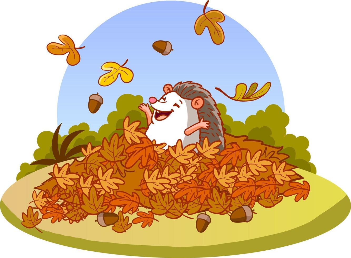 Hedgehog for embroidery, patch design. Cute hedgehog autumn vector illustration.