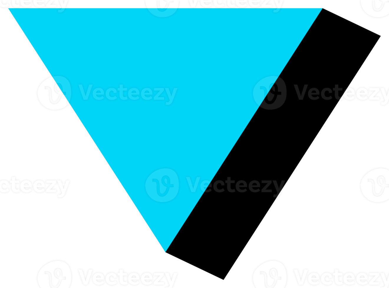 Geometric object in black and blue colors. PNG with transparent background