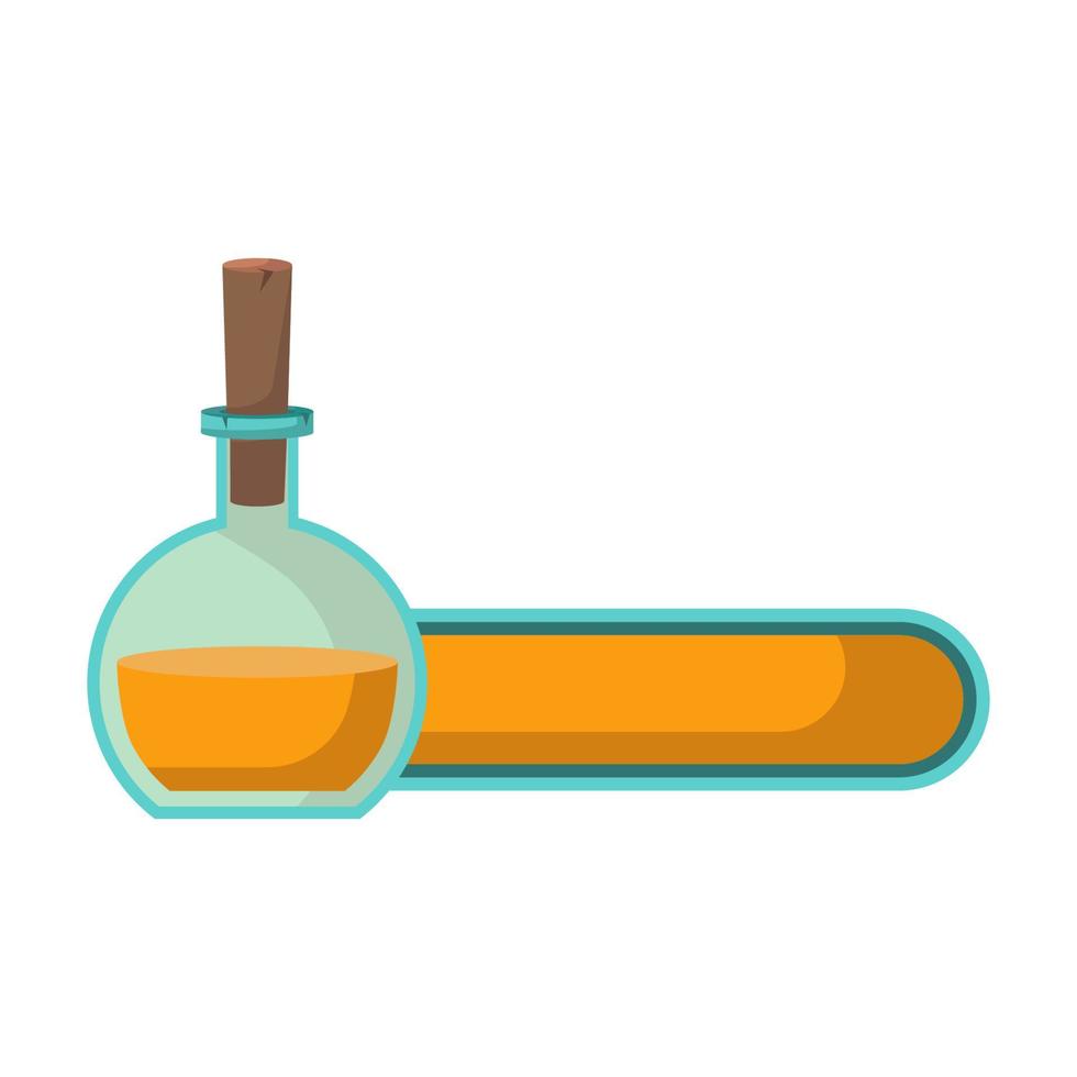 Game icon of bottle with poison or elixir and status indicator. GUI bar element for game design and magical liquid in glass bottle. Vector illustration for mobile video game