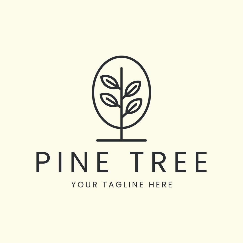 pine tree line art logo vector minimalist template illustration design