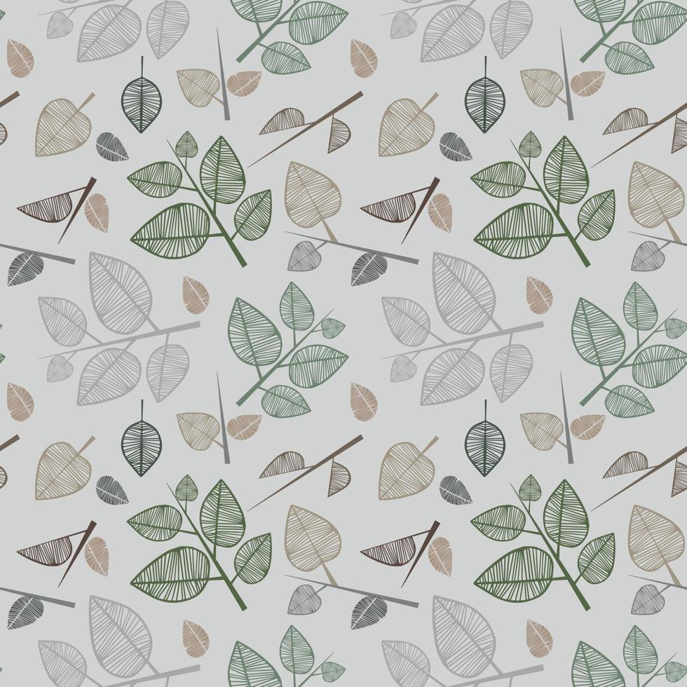 Modern leaves texture seamless pattern earth tone hand drawn vector image