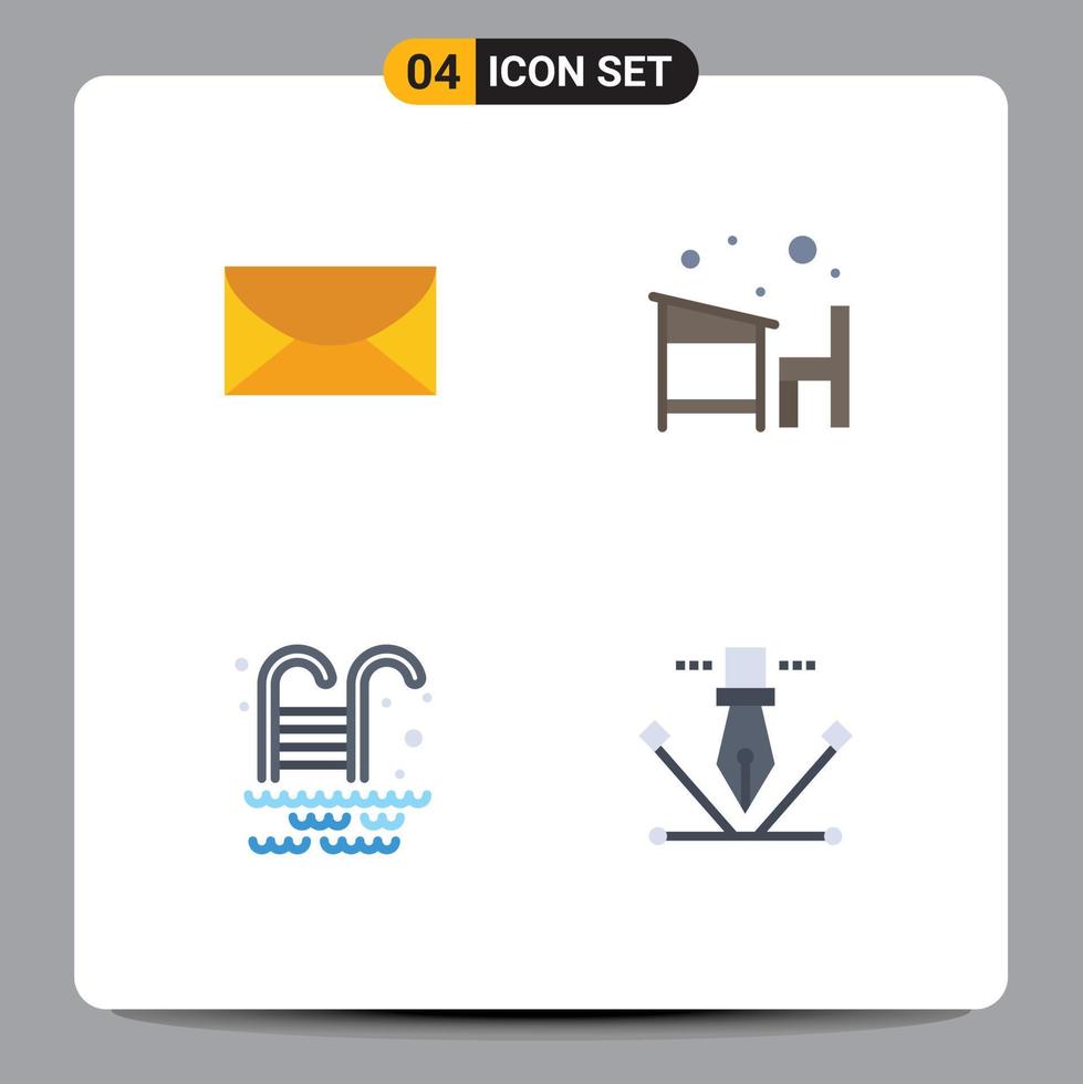 Universal Icon Symbols Group of 4 Modern Flat Icons of mail swimming pool global education park Editable Vector Design Elements