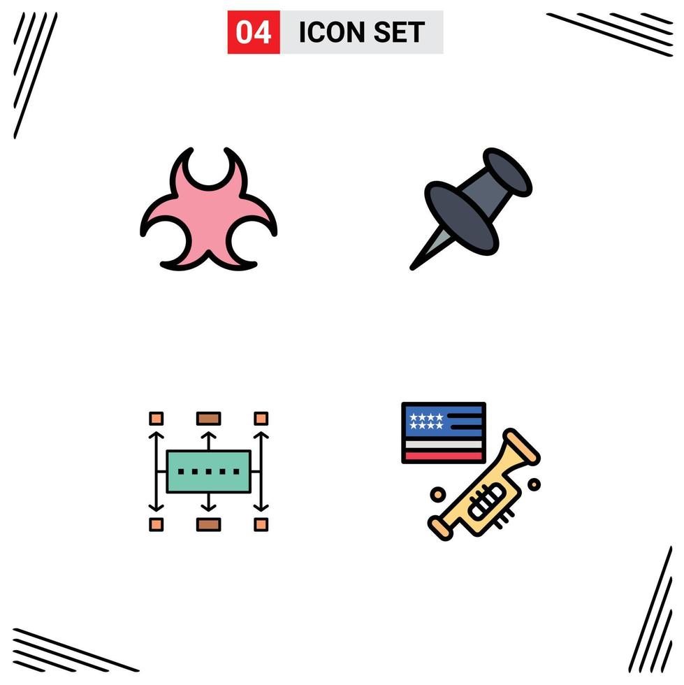 4 Filledline Flat Color concept for Websites Mobile and Apps bio business science mark planning Editable Vector Design Elements