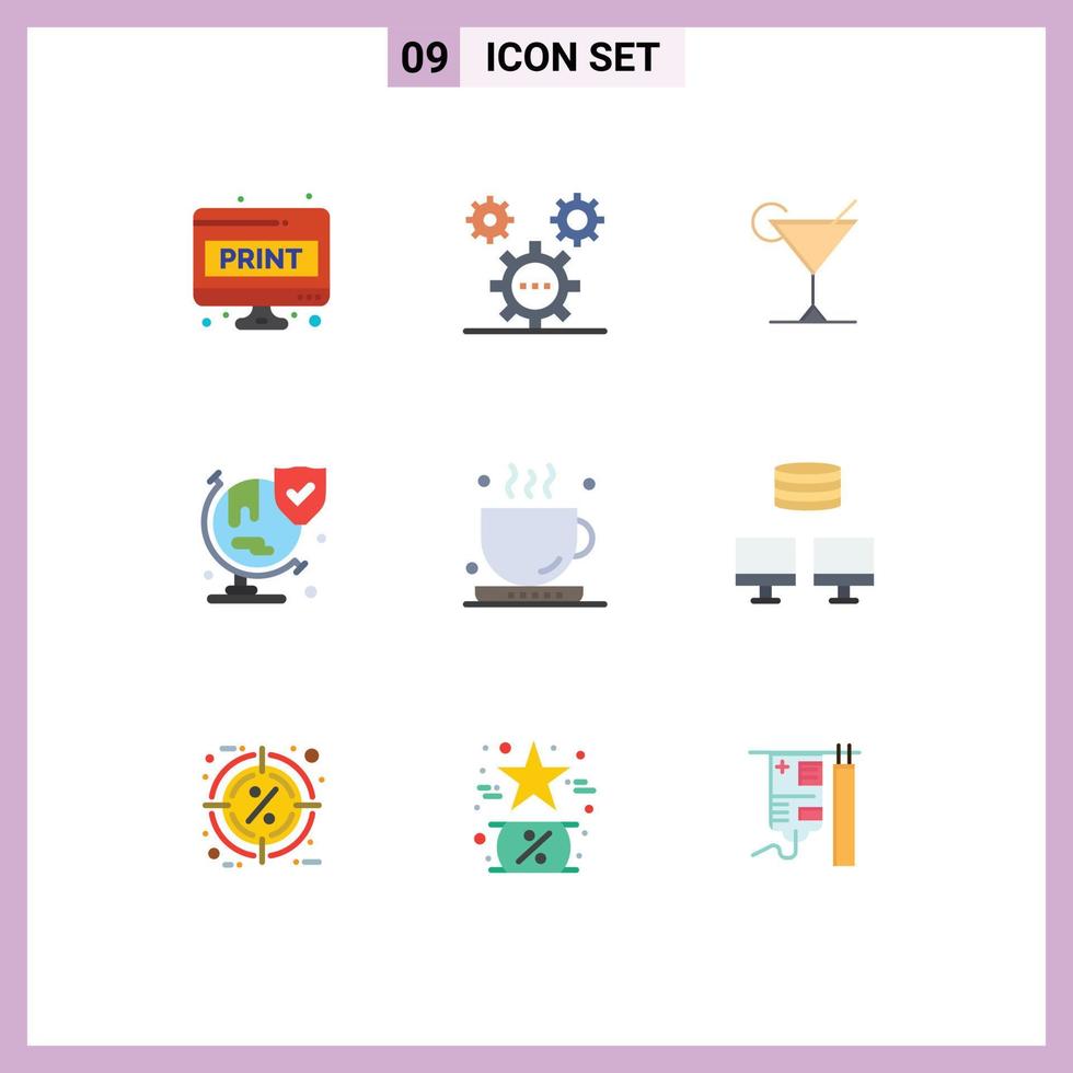 9 Thematic Vector Flat Colors and Editable Symbols of coffee security ideas insurance lemon Editable Vector Design Elements