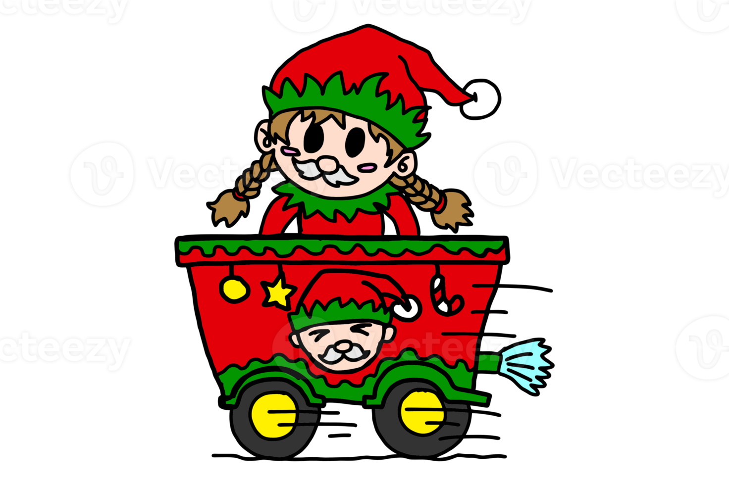 cute little girl character in christmas dwarf outfit png