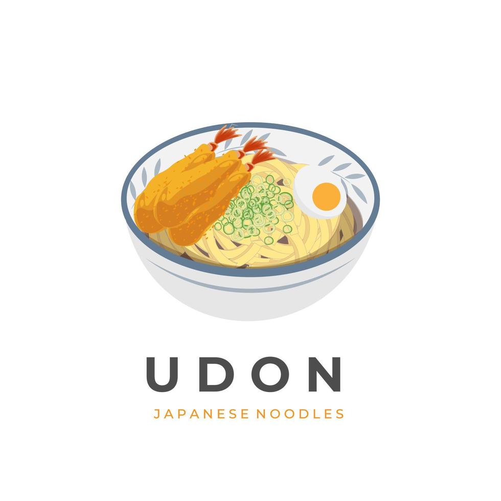 japonés udon fideos sopa vector ilustración logo Listo a servir