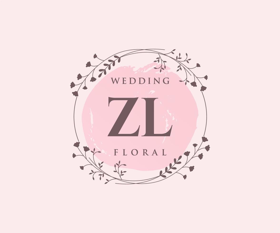 ZL letter Wedding monogram logos template, hand drawn modern minimalistic and floral templates for Invitation cards, Save the Date, elegant identity. vector