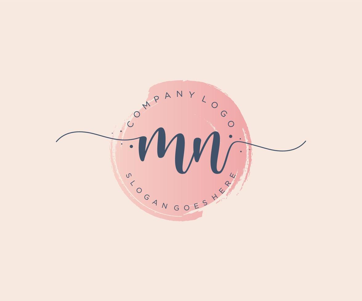 Initial MN feminine logo. Usable for Nature, Salon, Spa, Cosmetic and Beauty Logos. Flat Vector Logo Design Template Element.