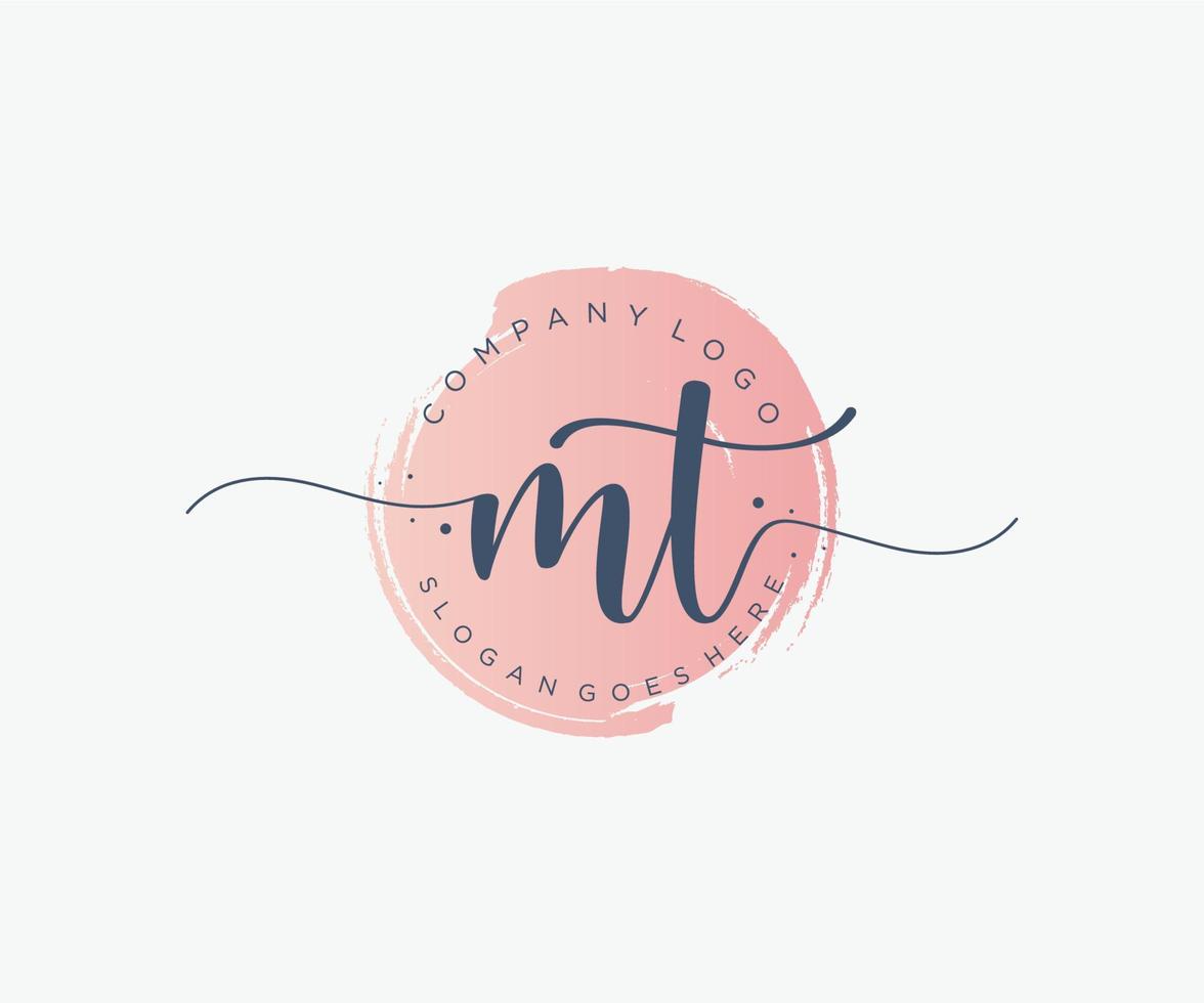 Initial MT feminine logo. Usable for Nature, Salon, Spa, Cosmetic and Beauty Logos. Flat Vector Logo Design Template Element.
