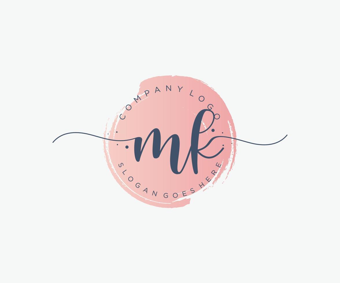 Initial MK feminine logo. Usable for Nature, Salon, Spa, Cosmetic and Beauty Logos. Flat Vector Logo Design Template Element.