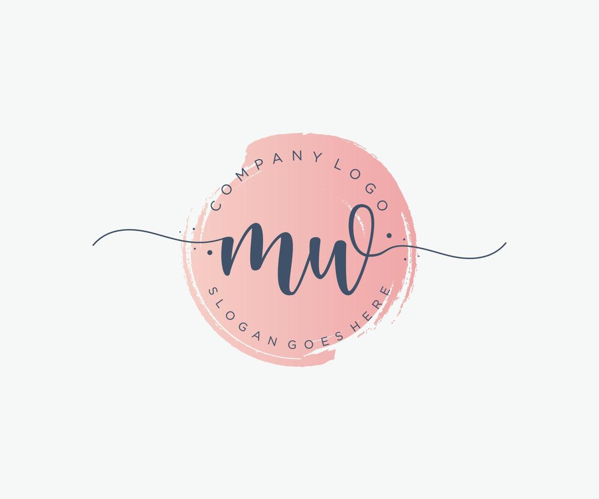 Initial MW feminine logo. Usable for Nature, Salon, Spa, Cosmetic and Beauty Logos. Flat Vector Logo Design Template Element.