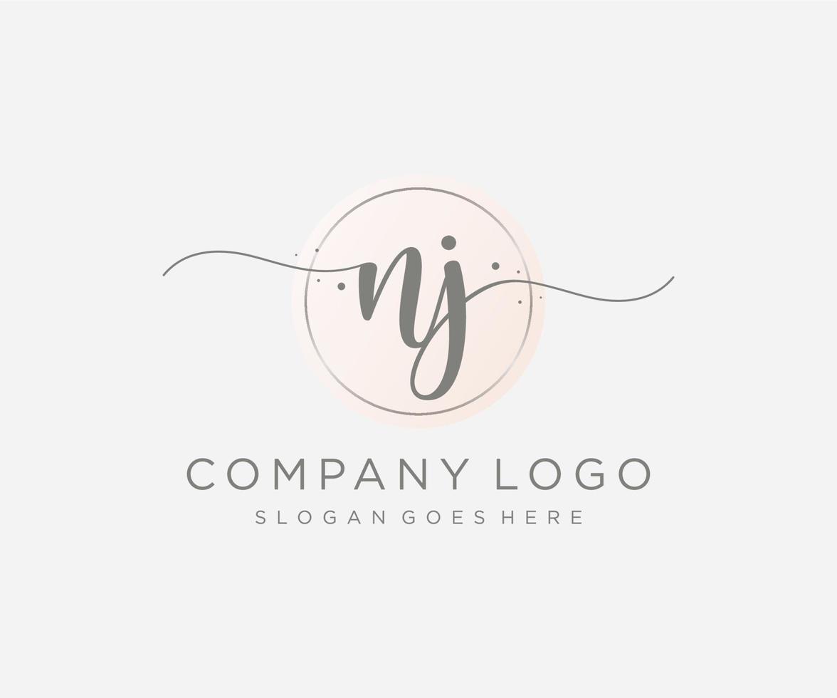 Initial NJ feminine logo. Usable for Nature, Salon, Spa, Cosmetic and Beauty Logos. Flat Vector Logo Design Template Element.